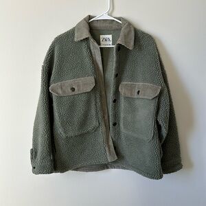 Zara green Sherpa jacket